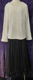 Women's Black & White Evening Separates  Sterling Styles Chiffon Maxi Skirt & H&M Sequined Top  2 Pieces