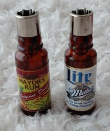 Vintage 1996 Miller Lite & Mayor's Rum Bottle Advertising Lighters  New York Lighter
