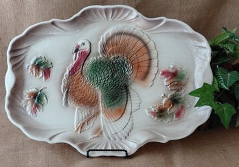 Vintage 1959 Lane & Co. Van Nuys California Thanksgiving Turkey Ceramic Serving Platter