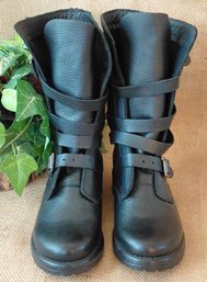 Steve Madden BANDDIT Black Leather Moto Biker Boots Size 6.5 M New Unworn