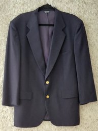 Vintage Sterling & Hunt Men's Navy Wool Blazer 44R Gold Crest Buttons Made In USA