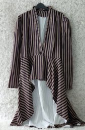 Women's Steampunk Victorian Striped High-Low Tailcoat Jacket Corset Back XL NWOT
