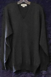 MODA Men's Dark Gray Merino Wool V-Neck Pullover Sweater  Made In Italy  Size XL