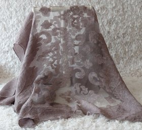 Pretty Persuasions Pale Lilac Semi-Sheer Burnout Shawl  Damask Floral Pattern  72 X 24 Inches NWT