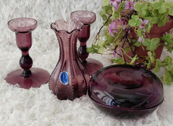 Amethyst Allure: A Vintage Glass Quartet