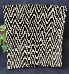 Vintage Farrow Black & Cream Geometric Ceramic Serving Platter  Mid-Century Modern Style
