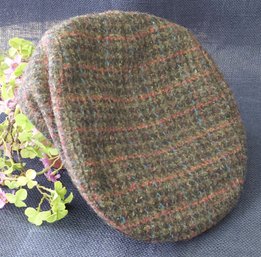 Vintage Harris Tweed Newsboy Cap  Louie Bowie Detroit  100% Wool  Size Large  Made In USA