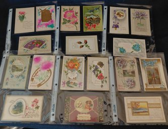 Antique Birthday & Best Wishes Postcard Collection  Early 1900s  Embossed Floral, Birds, Horseshoes & Scenic