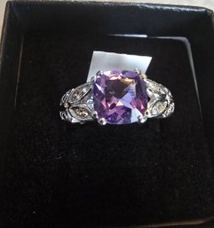 R-3 Amethyst Colored Ring Stamped 925