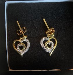 R-16 Two Toned Heart Earrings