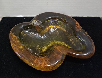 Vintage Amber Heavy Ashtray