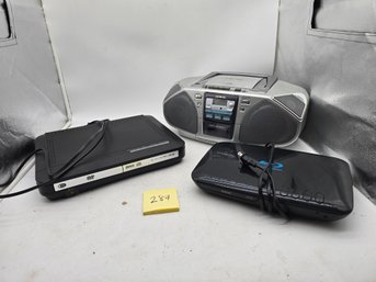 Home Electronics Lot - Vintage Aiwa Boombox, RCA Blu-ray, & Magnavox DVD Player