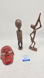 Hand Carved Wooden Folk Art Sculptures And Mask.