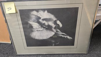 Framed, Black And White Art Piece Of A Dancer.
