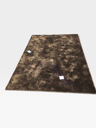 Brown High-pile Shag Area Rug. 5' × 7'.