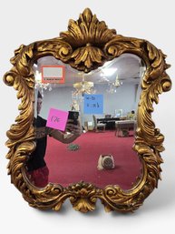 Gilt Rococo Wall Mirror, Shell Crest, Acanthus Frame. 25' W × 31½' H.