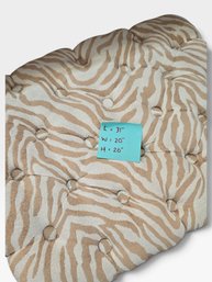 Wrought Iron Bench With Tufted Zebra Cushion, 31' L × 20' W × 26' H