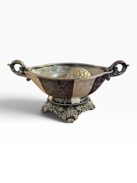 Ornate Gilt Metal Two-arm Wall Sconce With Floral Porcelain Center