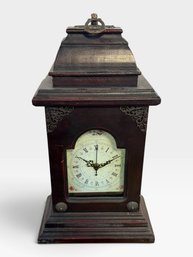 Dark Wood Lantern Clock With Floral Roman Dial, 9 X 16
