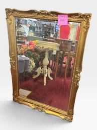 Ornate Gold Rococo Wall Mirror, Carved Floral Crest, 29 X 41