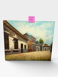 Oil On Canvas, Colonial Street Scene, Signed L. Loy, 24 X 20