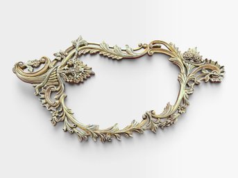 Ornate Gilt Rococo Open Frame, Floral Scroll Crest, No Glass, 45' X 30'