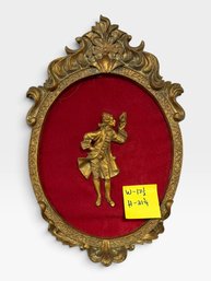 Oval Gilt Frame, Red Velvet, Gilt 18th-c. Gentleman Relief, 13½' W X 21½' H