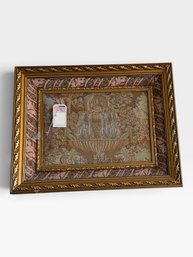 Fountain Tapestry In Ornate Gold Double Frame, 19¼ × 24⅛ In.