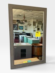 Gray Wood-frame Wall Mirror. Note In Reflection Reads About 22 × 34 In.