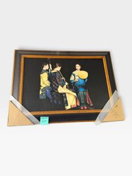 Three Women In Chinese Dress, Black And Gold Frame Oil Painting, 45 × 33 In. Tagged $495.