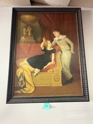 Children On A Red Settee, Signed M. H. Yonderlyn, Dark Frame, 42  54 In.