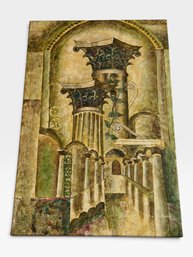 Architectural Columns Canvas, Signed R. Wilson, 24x36 In.