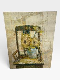 36x48 Impasto Oil, Sunflowers In A Vase, Signed Lower Right.