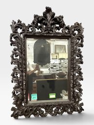 40x55 Carved Wood Mirror, Dark Rococo Leaf-and-scroll Frame.