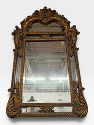 Ornate Gilt Carved Crest Mirror, Acanthus And Shell, 32 X 66