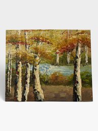 Impasto Autumn Birch Landscape, Unframed Canvas, 24 X 20