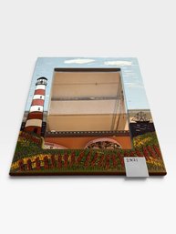 Hand-Painted Lighthouse And Ship Mirror, 27 X 21