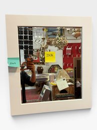 White Wide-Frame Wall Mirror, 27 X 24
