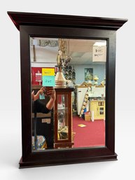 Dark Wood Crown-Top Wall Mirror, 36 X 23