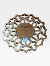 Chrome Quatrefoil Sunburst Mirror, 32 X 27