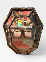 Dark Bamboo Octagonal Beveled Wall Mirror, 46 X 34