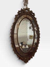 Large Ornate Oval Carved Wall Mirror, 79 X 42