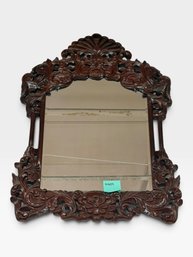 Dark Carved Wood Wall Mirror, 43 X 29