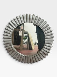 Silver Fluted Round Sunburst Mirror, 40 X 40