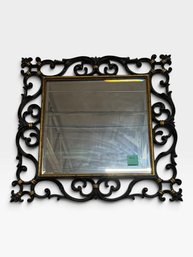 Black And Gold Scrolled Iron Wall Mirror, 45 X 45