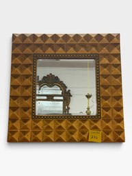 Gold Pyramid-studded Square Mirror, 28 X 32