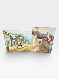 Pair Of Signed Levy Street-scene Oil Paintings