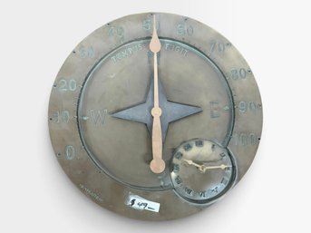 Vintage Brass Compass Sundial Clock, Tempus Fugit