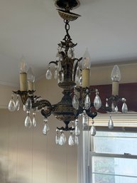 Vintage Crystal Chandelier  5-Light Candle Style Ornate Pendant