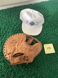 MacGregor Leather Catcher's Mitt & 1990 AL Championship Cap
